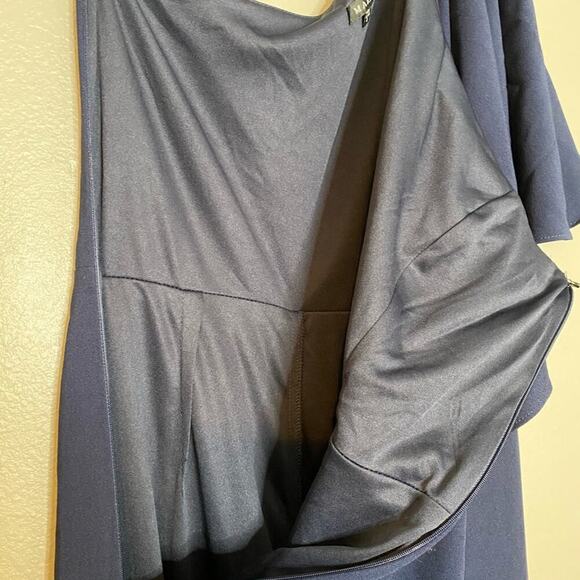 Marina Navy One Shoulder Flow Jumpsuit Sz 4 - Picture 6 of 11